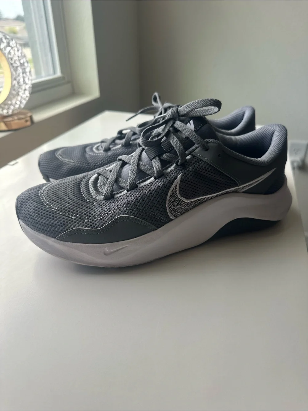 Nike Grey Mesh Athletic Sneakers - Grey/White